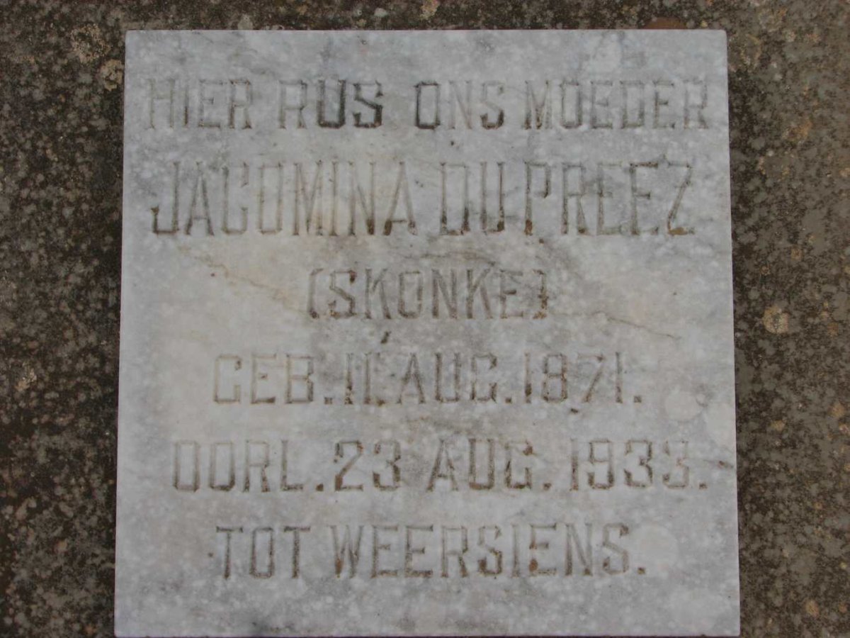 PREEZ Jacomina, du nee SKONKE 1871-1933