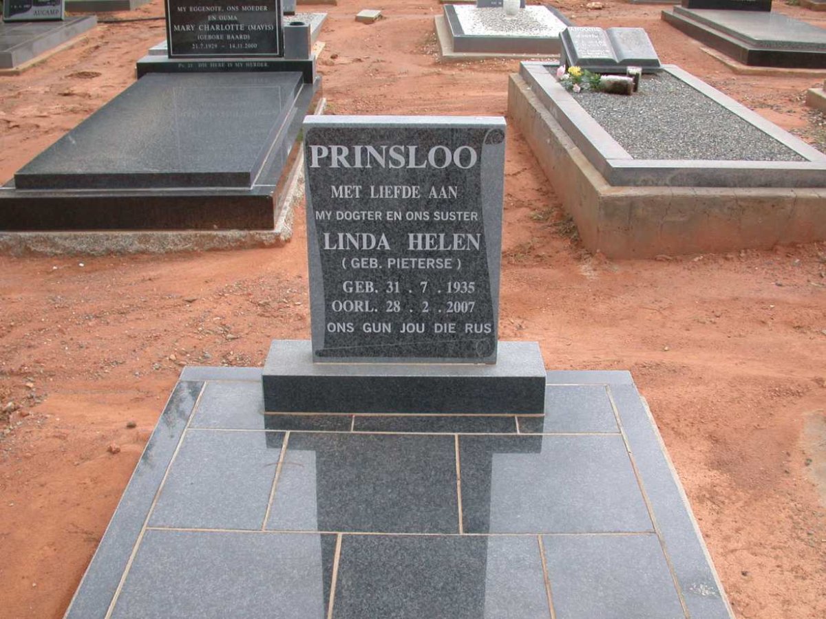 PRINSLOO Linda Helen nee PIETERSE 1935-2007