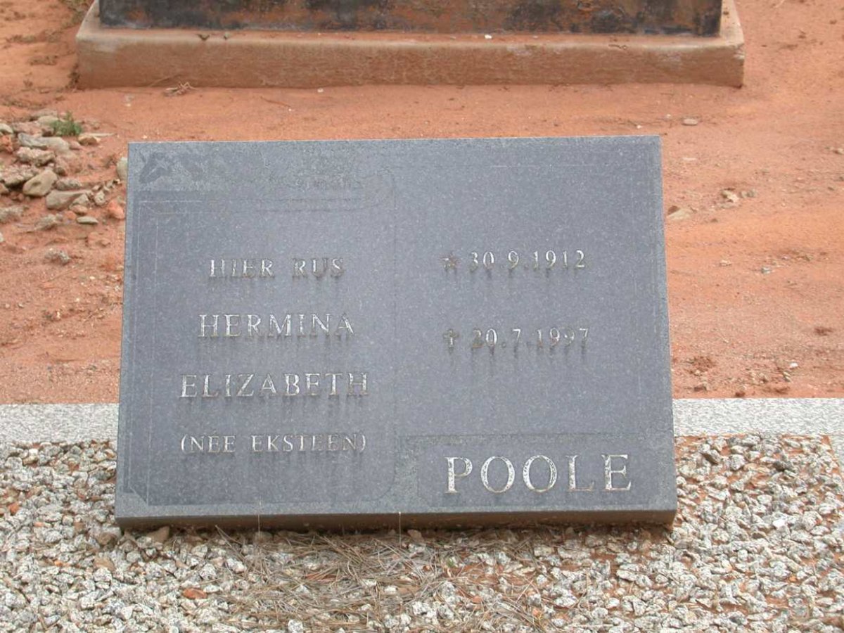 POOLE Hermina Elizabeth nee EKSTEEN 1912-1997
