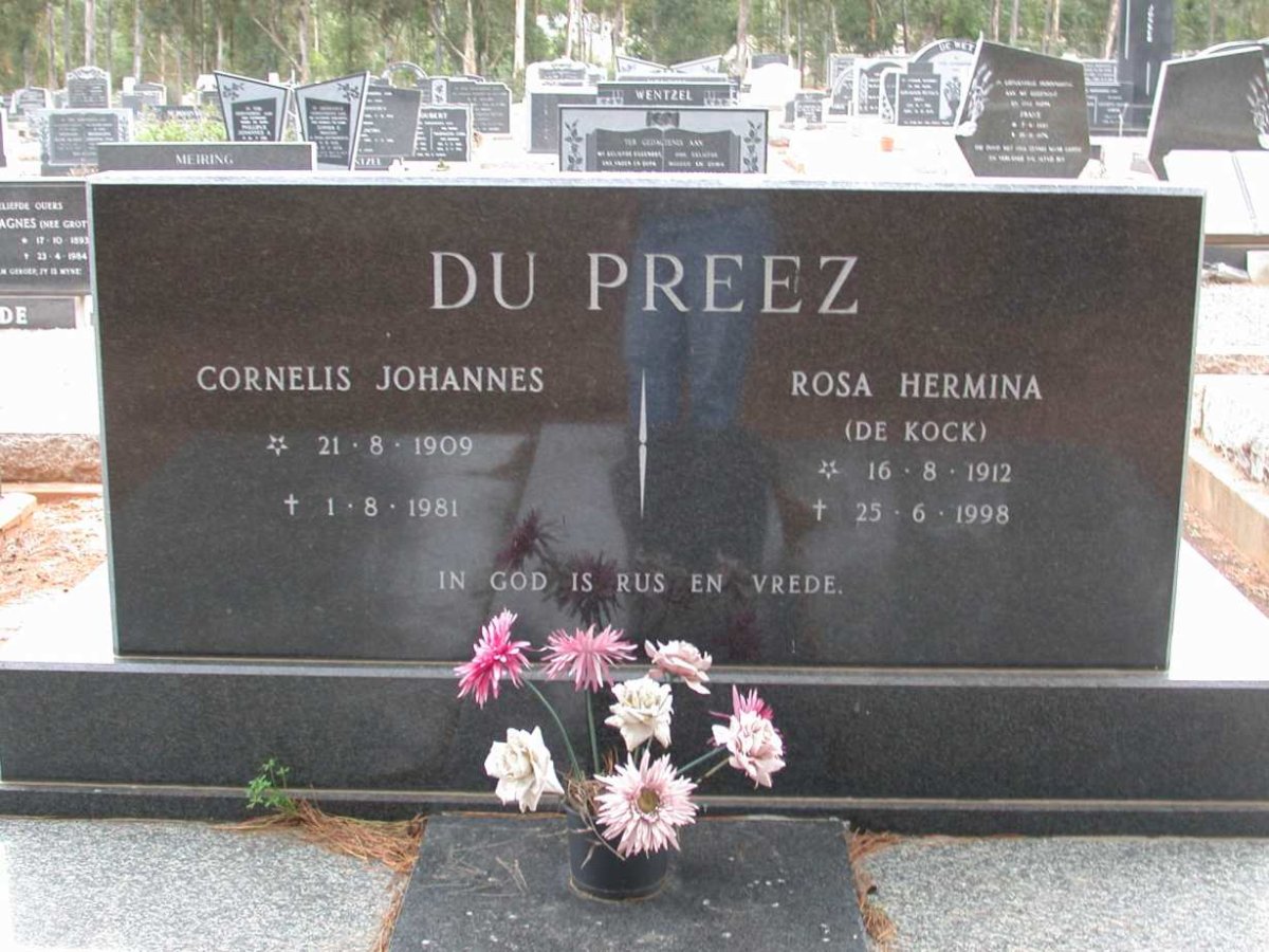 PREEZ Cornelis Johannes, du 1909-1981 &amp; Rosa Hermina DE KOCK 1912-1998