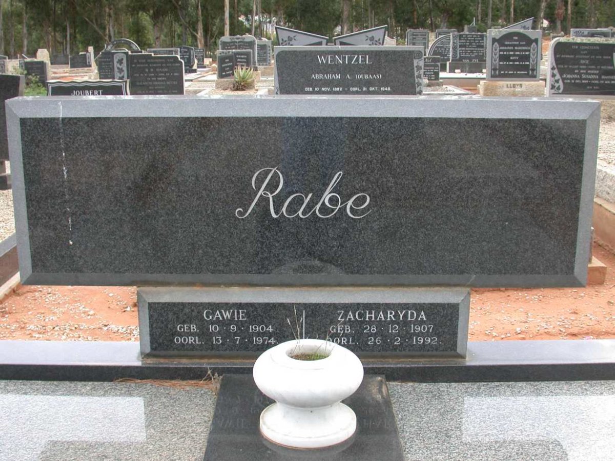 RABE Gawie 1904-1974 &amp; Zacharyda 1907-1992