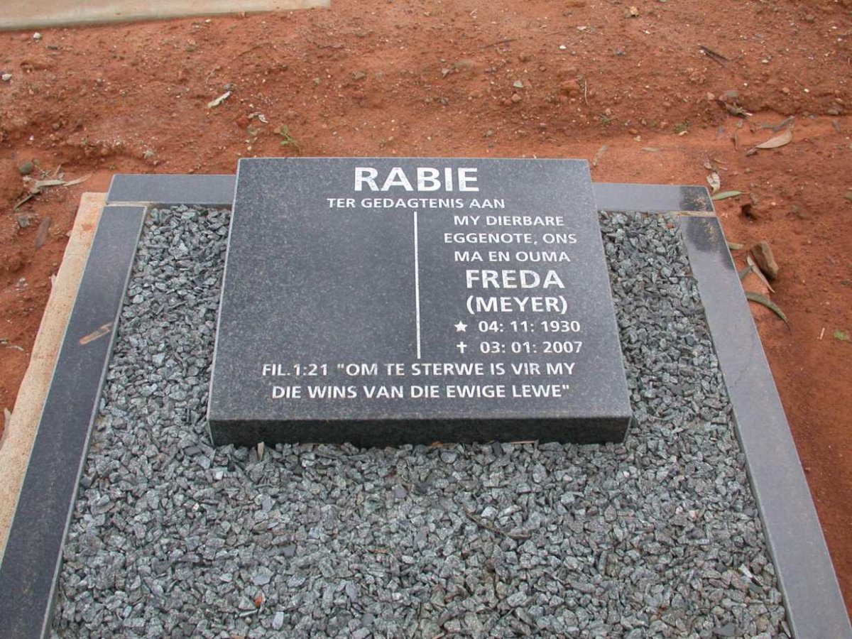 RABIE Freda nee MEYER 1930-2007