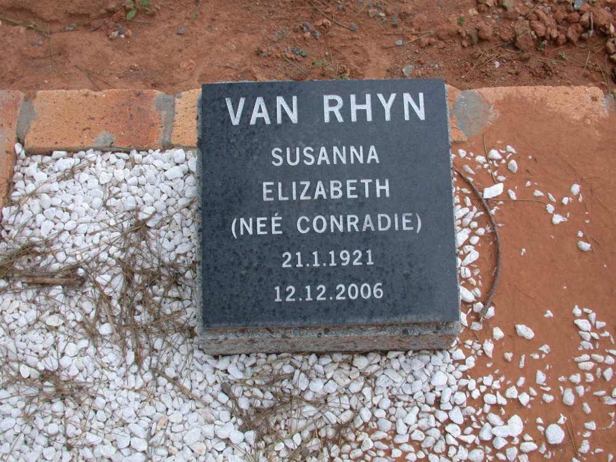 RHYN Susanna Elizabeth, van nee CONRADIE 1921-2006