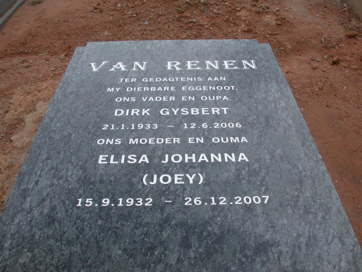 RENEN Dirk Gysbert, van 1933-2006 &amp; Elisa Johanna 1932-2007
