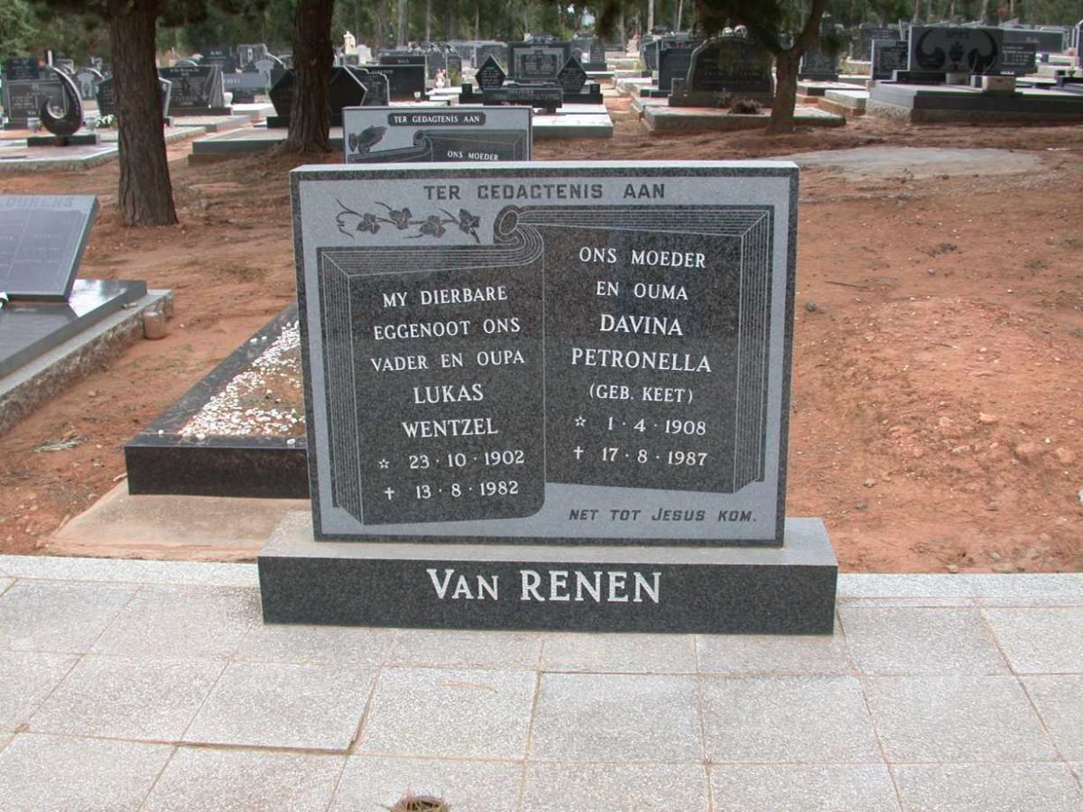 RENEN Lukas Wentzel, van 1902-1982 &amp; Davina Petronella KEET 1908-1987