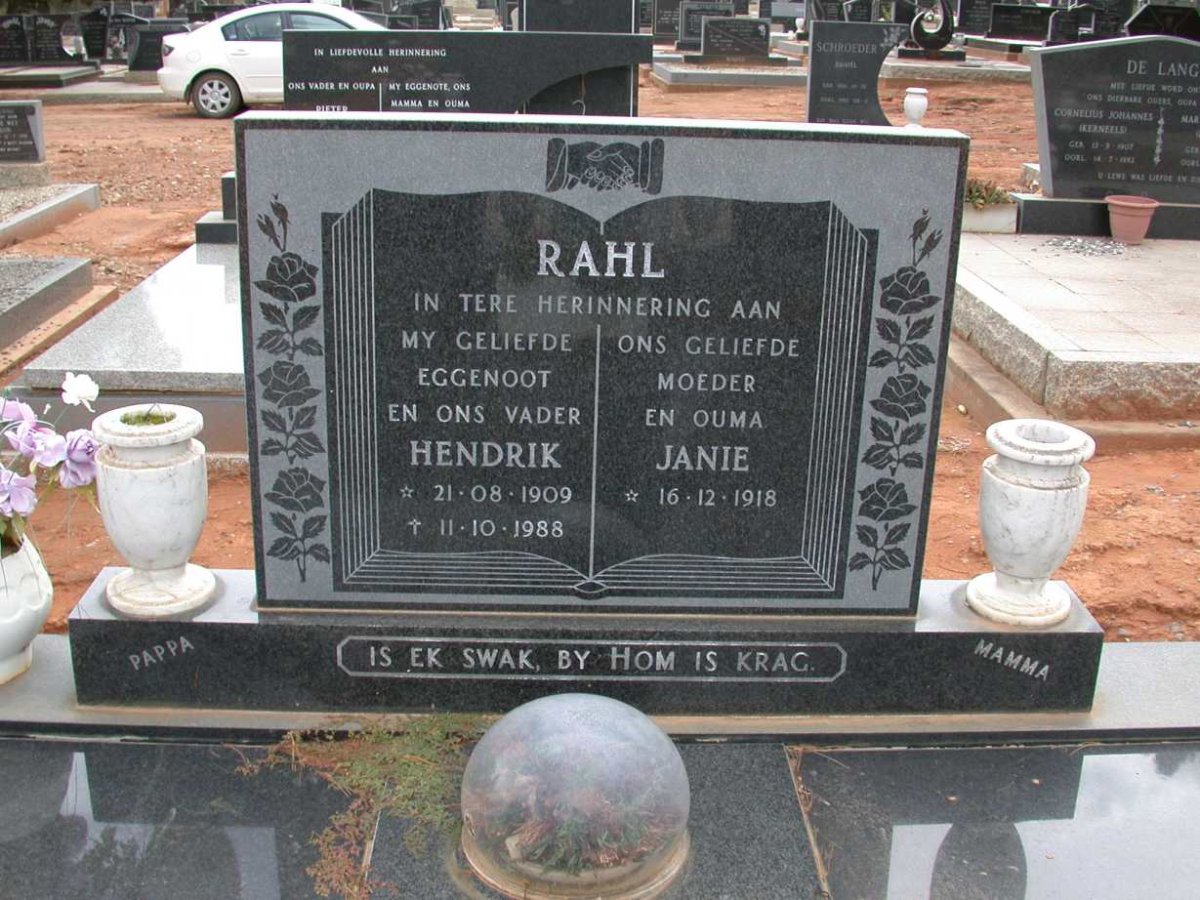 RAHL Hendrik 1909-1988 &amp; Janie 1918-
