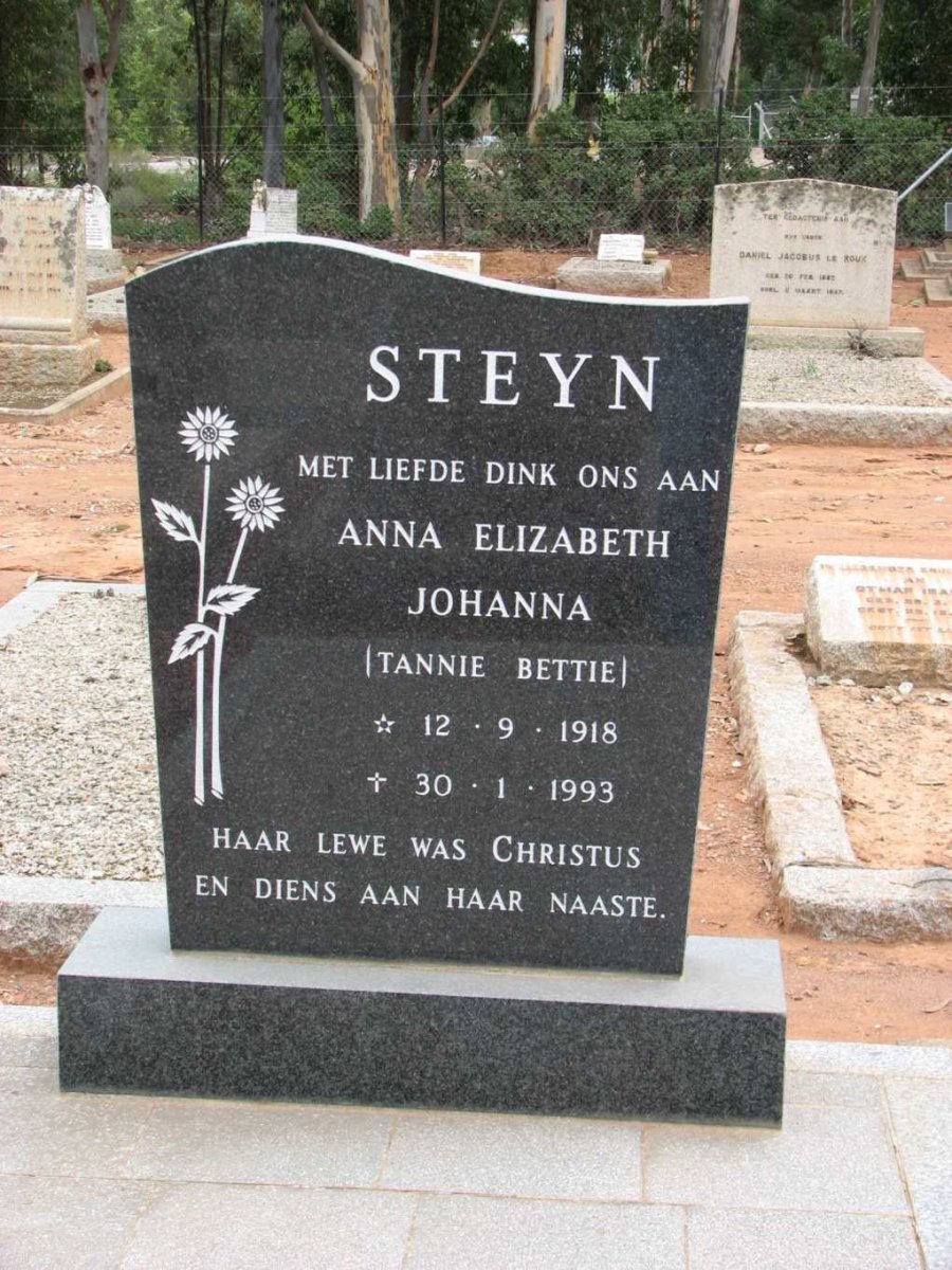 STEYN Anna Elizabeth Johanna 1918-1993