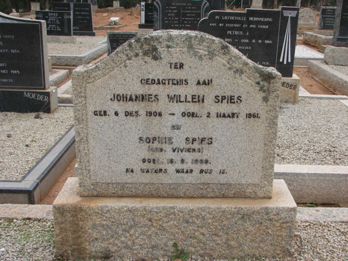SPIES Johannes Willem 1906-1961 &amp; Sophie VIVIERS -19??