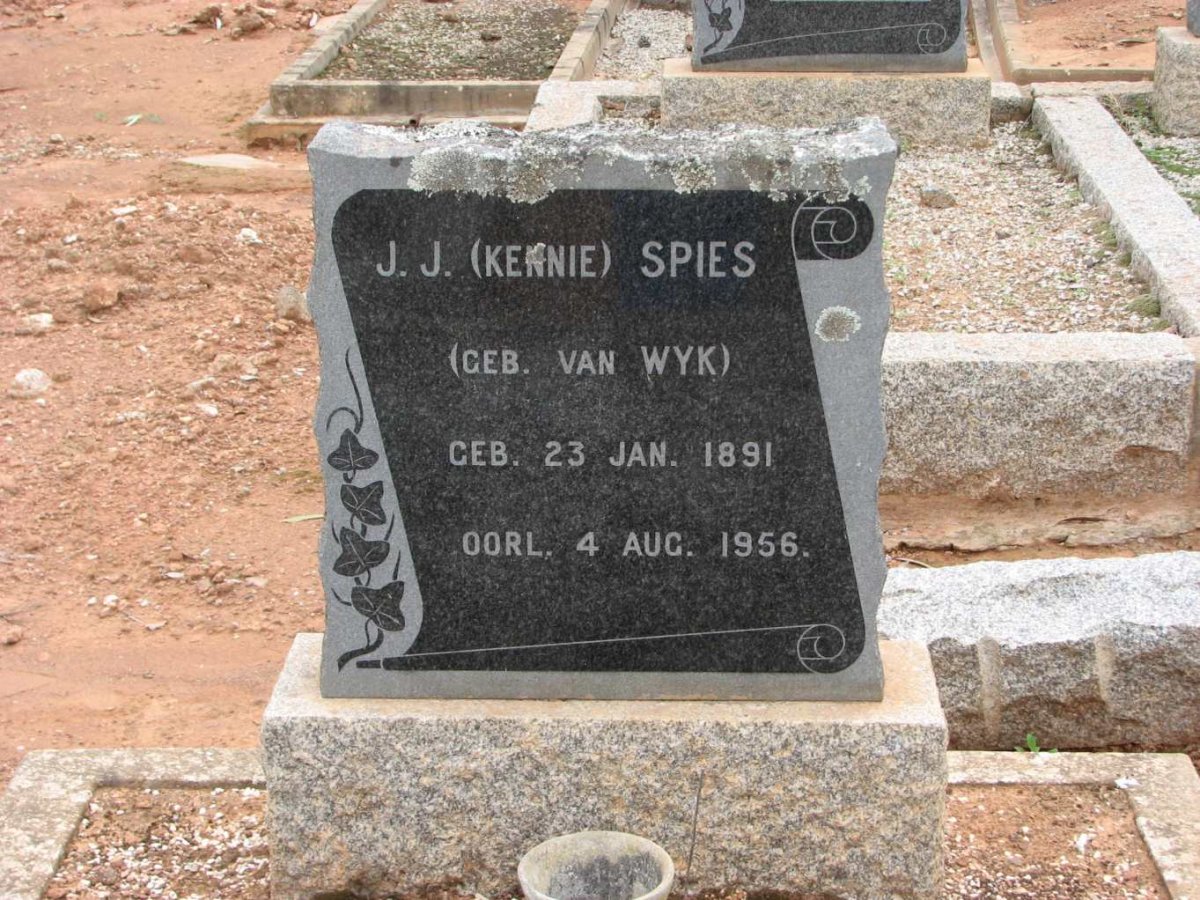 SPIES J.J. nee VAN WYK 1891-1956