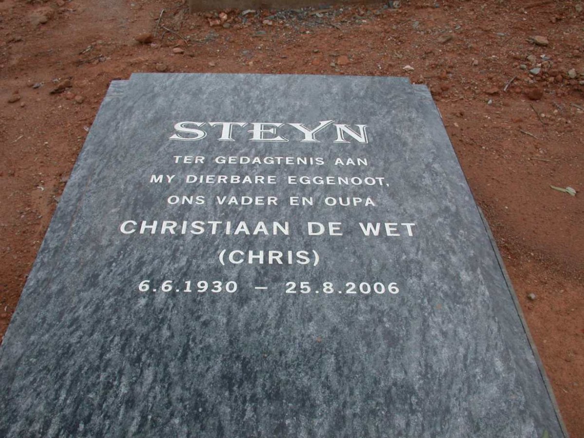 STEYN Christiaan De Wet 1930-2006