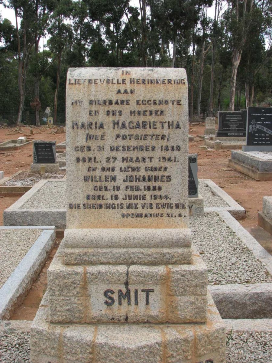 SMIT Willem Johannes 1888-1944 &amp; Maria Magarietha POTGIETER 1880-1941