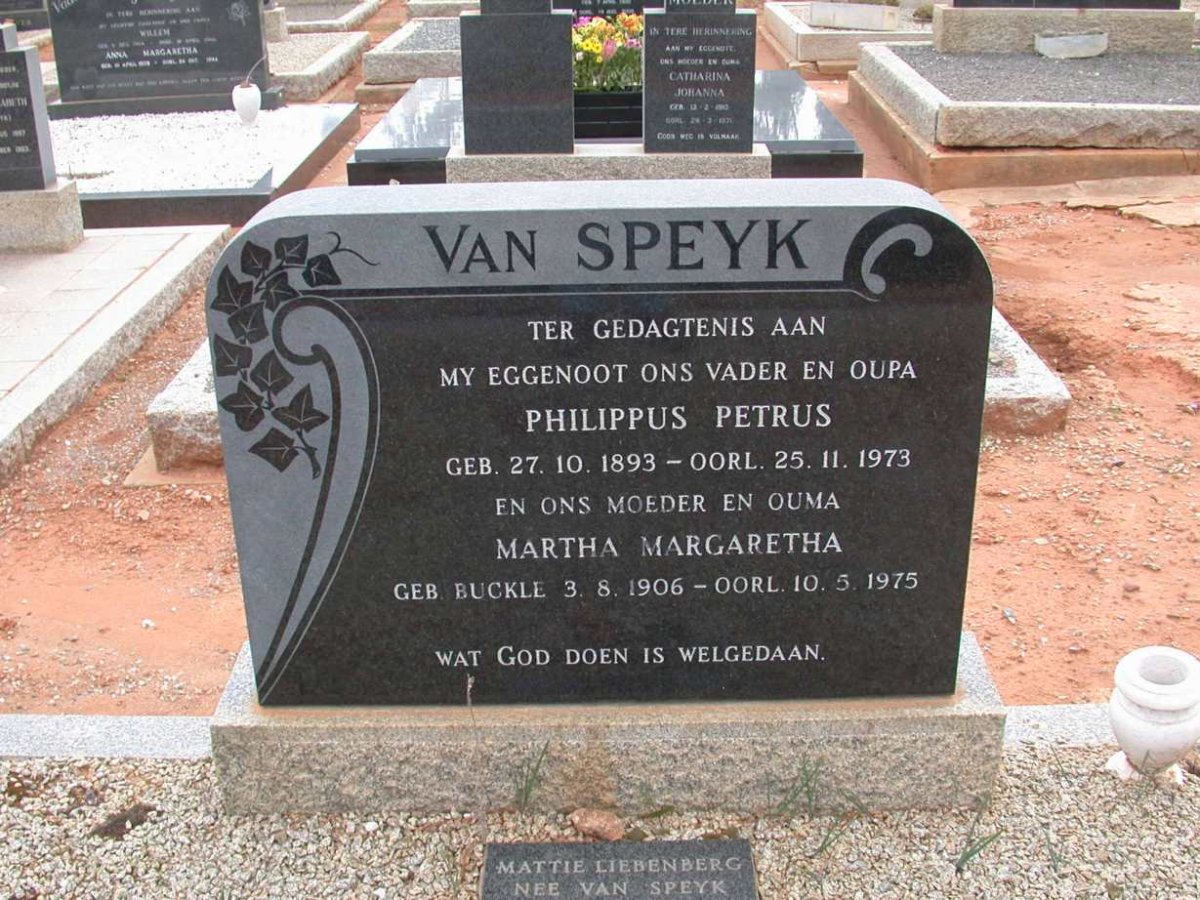 SPEYK Philippus Petrus, van 1893-1973 &amp; Martha Margaretha 1906-1975