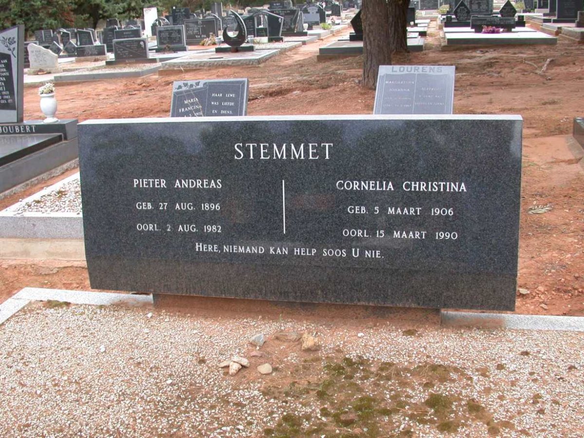 STEMMET Pieter Andreas 1896-1982 &amp; Cornelia Christina 1906-1990