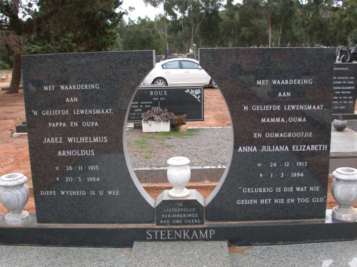 STEENKAMP Jabez Wilhelmus Arnoldus 1915-1984 &amp; Anna Juliana Elizabeth 1913-1994