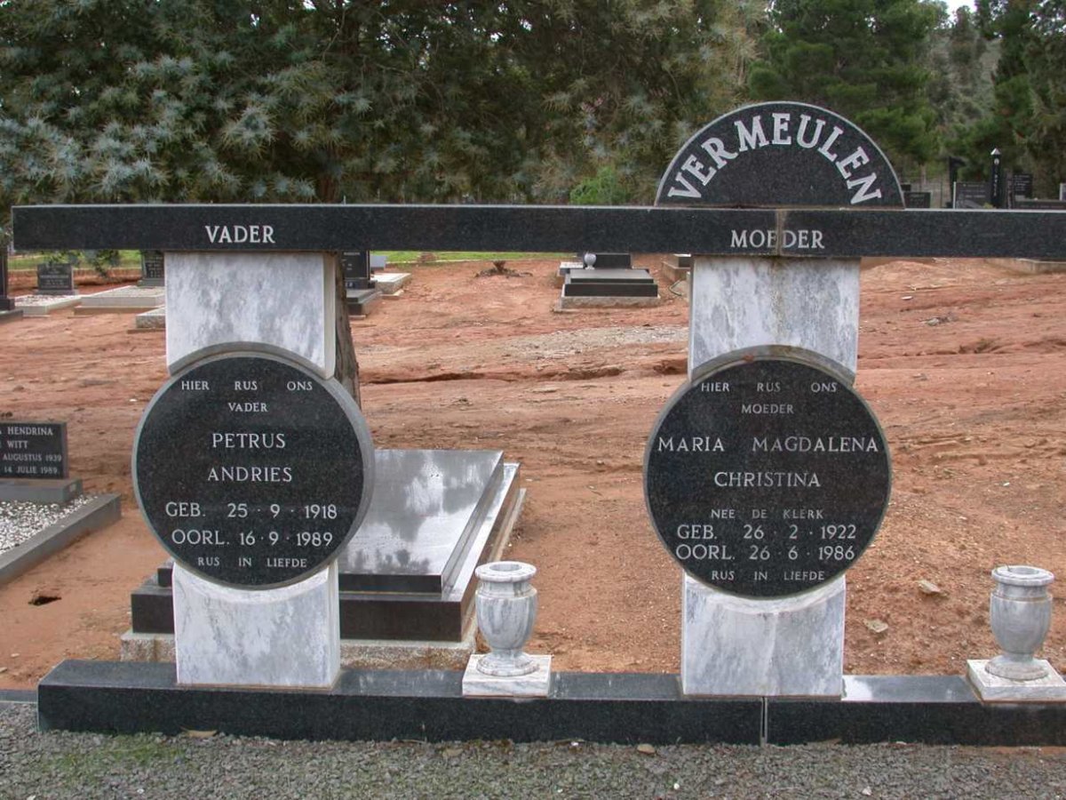 VERMEULEN Petrus Andries 1918-1989 &amp; Maria Magdalena Christina DE KLERK 1922-1986