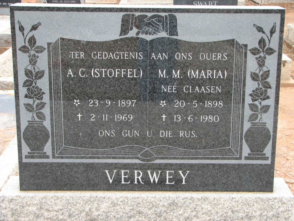 VERWEY A.C. 1897-1969 &amp; M.M. CLAASEN 1898-1980