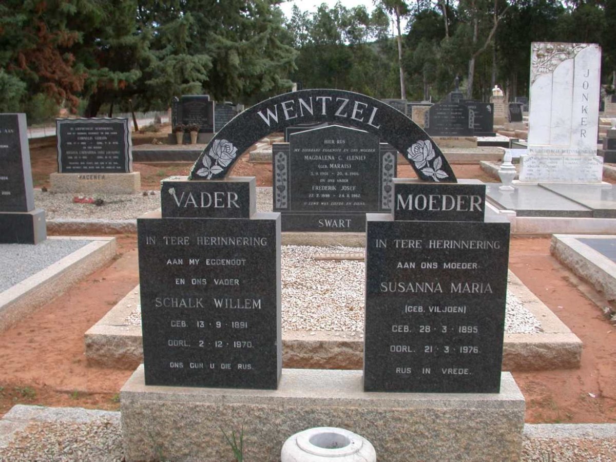 WENTZEL Schalk Willem 1891-1970 &amp; Susanna Maria VILJOEN 1895-1976