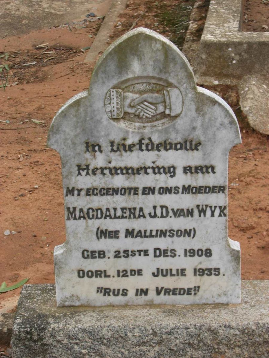 WYK Magdalena J.D., van nee MALLINSON 1908-1935