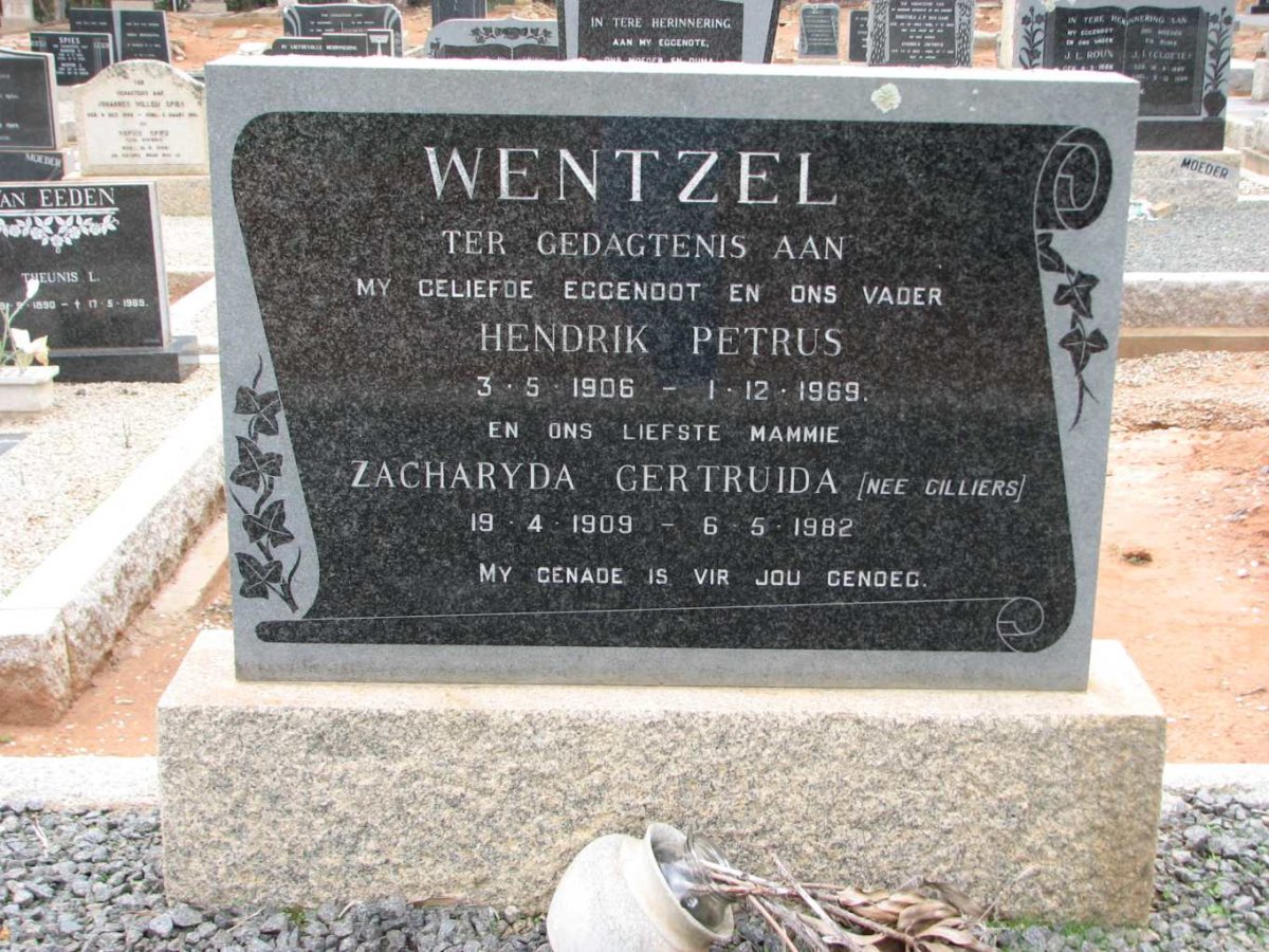 WENTZEL Hendrik Petrus 1906-1969 &amp; Zacharyda Gertruida CILLIERS 1909-1982