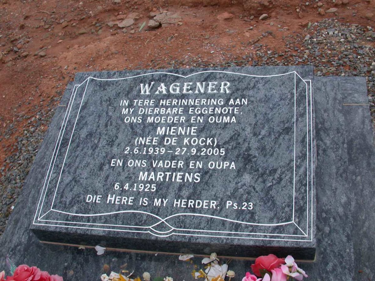 WAGENER Martiens 1925- &amp; Mienie DE KOCK 1939-2005