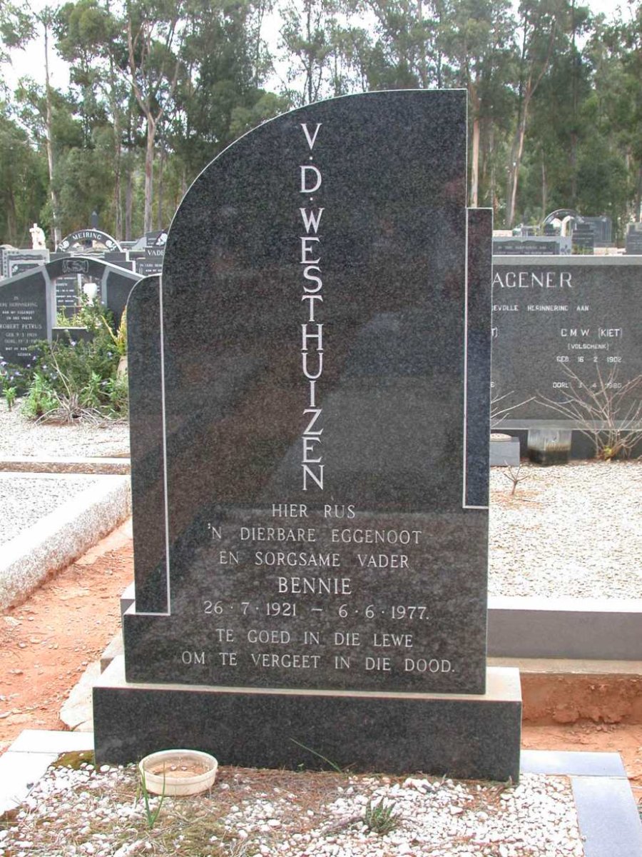 WESTHUIZEN Bennie, v.d. 1921-1977