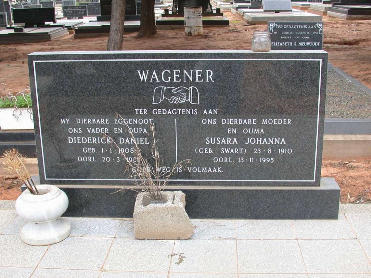 WAGENER Diederick Daniel 1908-198? &amp; Susara Johanna SWART 1910-1995
