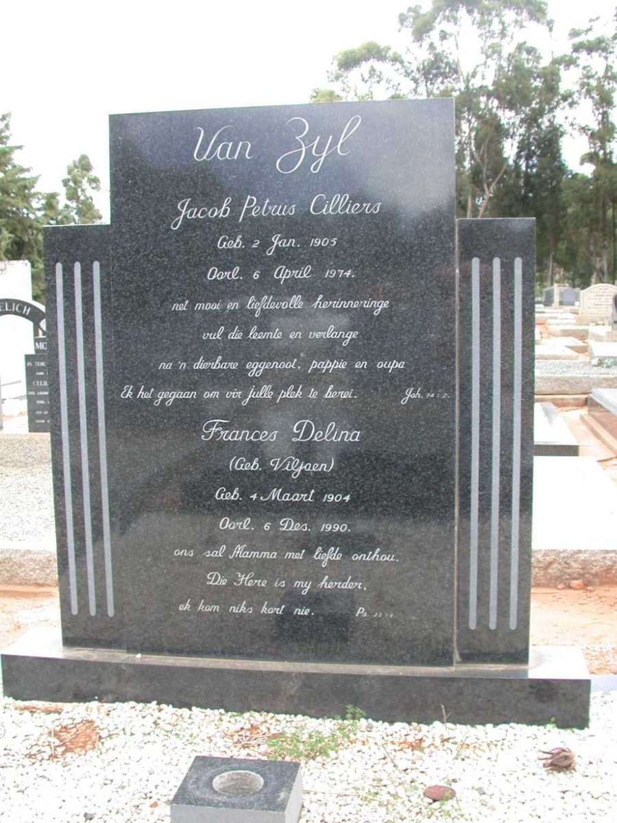 ZYL Jacob Petrus Cilliers, van 1905-1974 &amp; Frances Delina VILJOEN 1904-1990