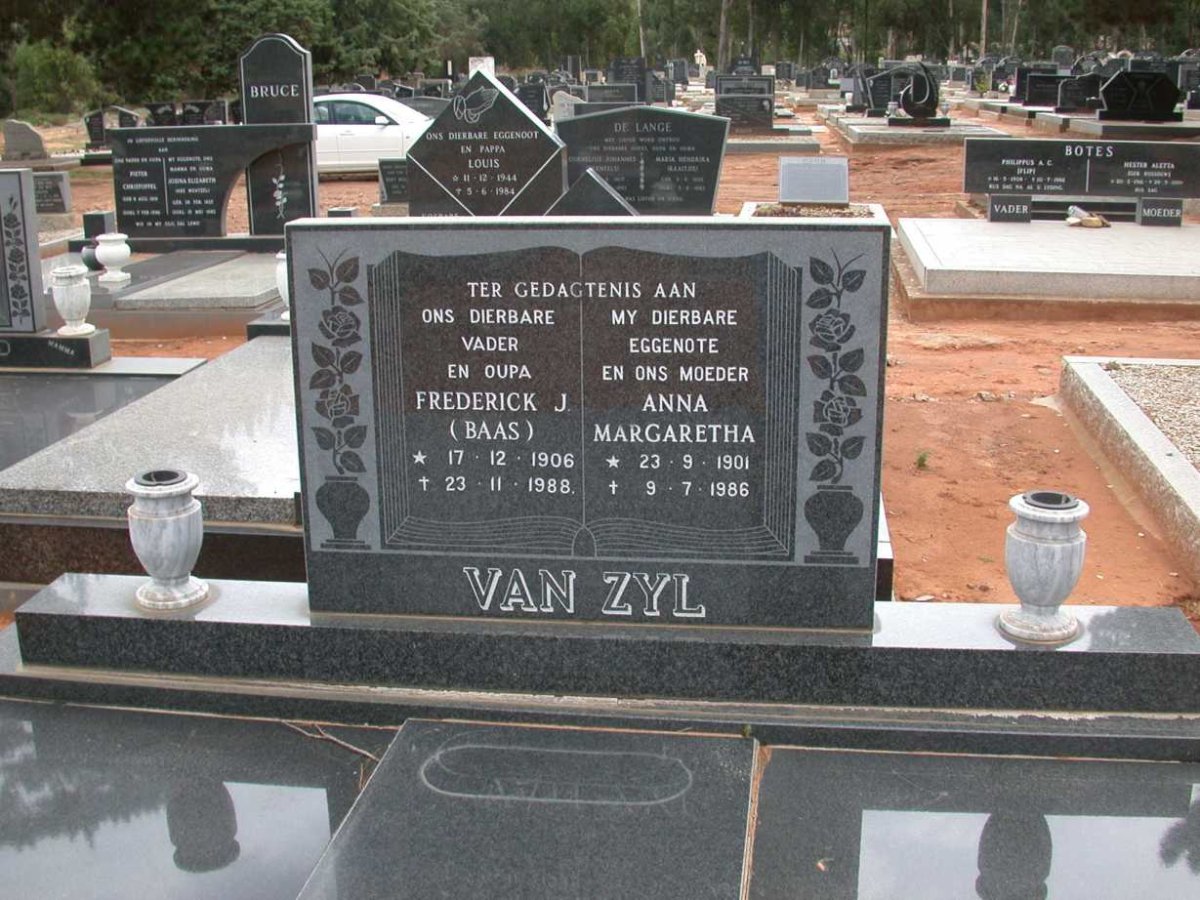 ZYL Frederick J., van 1906-1988 &amp; Anna Margaretha 1901-1986