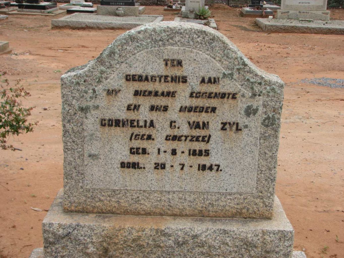 ZYL Cornelia C., van nee COETZEE 1885-1947