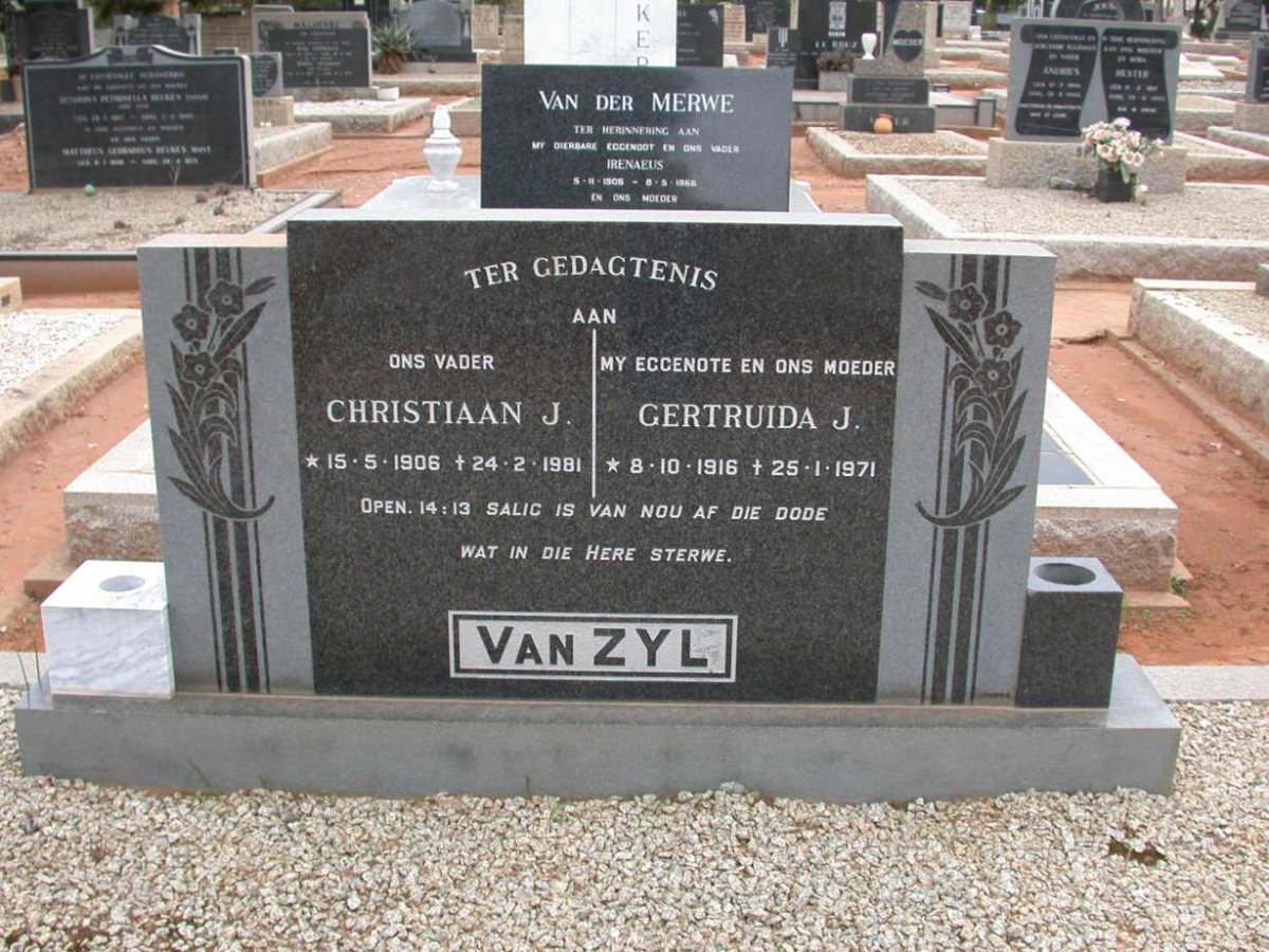 ZYL Christiaan J., van 1906-1981 &amp; Gertruida J. 1916-1971