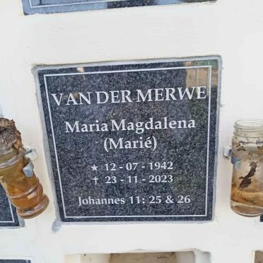 MERWE Maria Magdalena, van der 1942-2023
