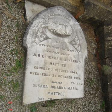MATTHEE Jurie Hendrik Johannes 1848-1921 &amp;  Susara Johanna Maria