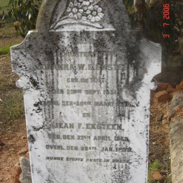 EKSTEEN Jean F. 1842-1898 &amp; Johanna W. DU TOIT 1851-???