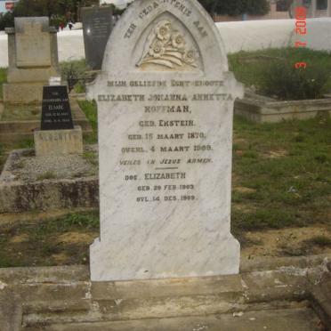 HOFFMAN Elizabeth Johanna Anetta nee EKSTEEN 1870-1909 :: HOFFMAN Elizabeth 1903-1909