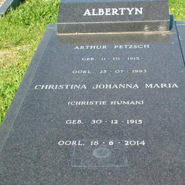 ALBERTYN Arthur Petzsch 1915-1993 &amp; Christina Johanna Maria HUMAN 1915-2014