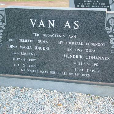 AS Hendrik Johannes, van 1901-1982 &amp; Dina Maria LOURENS 1907-1983