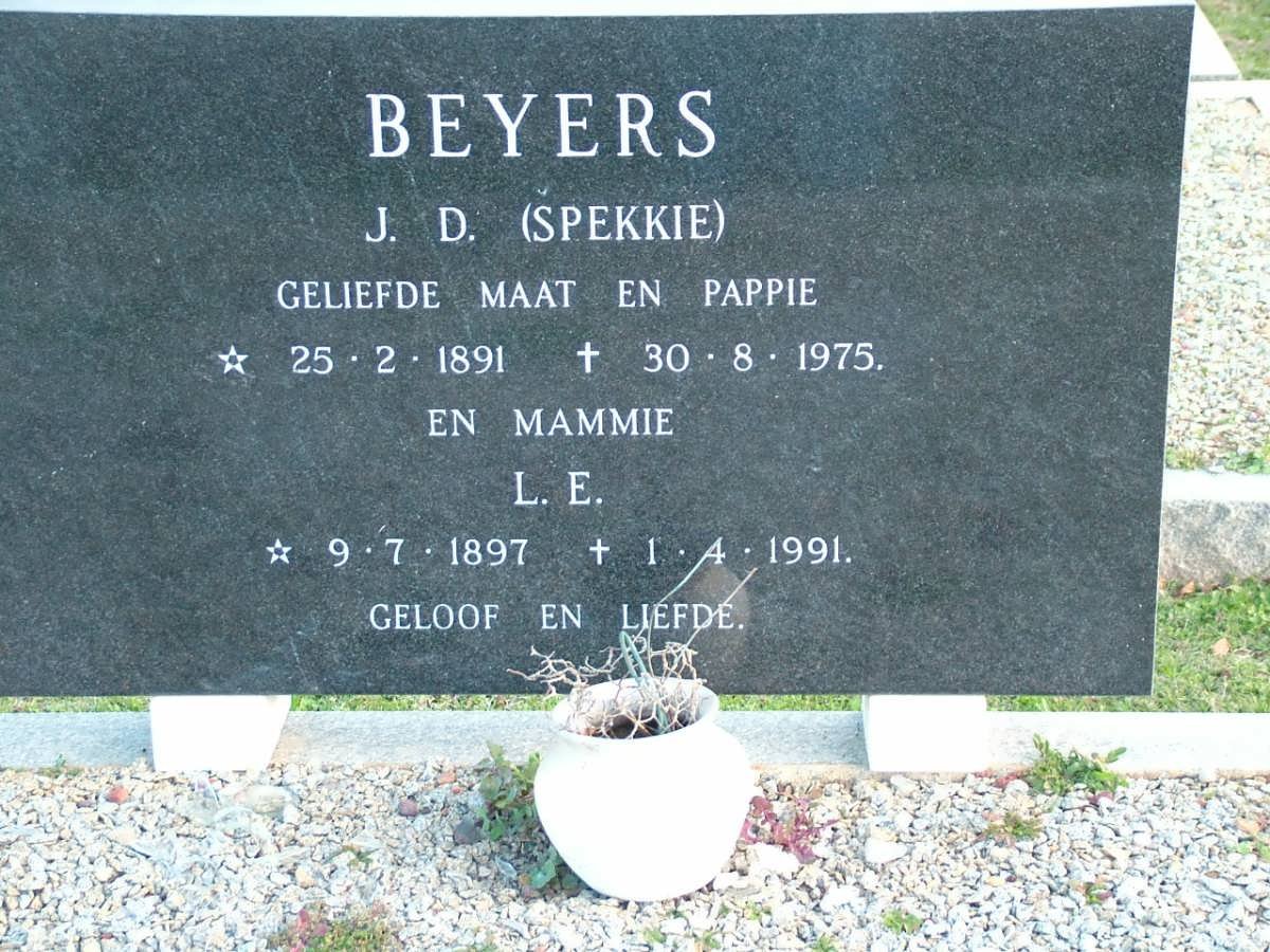 BEYERS J.D. 1891-1975 &amp; L.E. 1897-1991