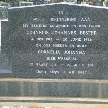 BESTER Cornelis Johannes 1915-1968 &amp; Cornelia Johanna WESSELS 1915-1989