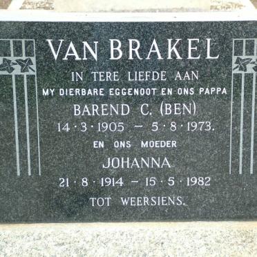 BRAKEL Barend C., van 1905-1973 &amp; Johanna 1914-1982