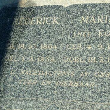 BRÖNN Frederick 1864-1959 &amp; Maria KOK 1867-1944 