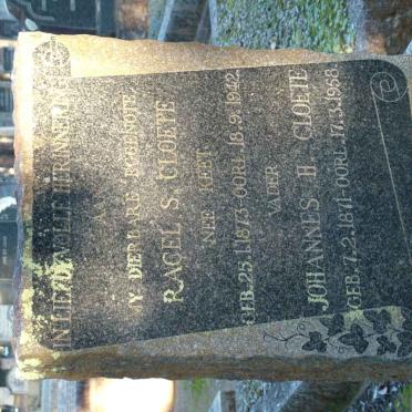 CLOETE Johannes H. 1871-1958 &amp; Racel S. KEET 1873-1942