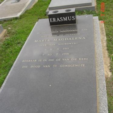 ERASMUS Maria Magdalena nee VAN NOORDWYK 1911-1991