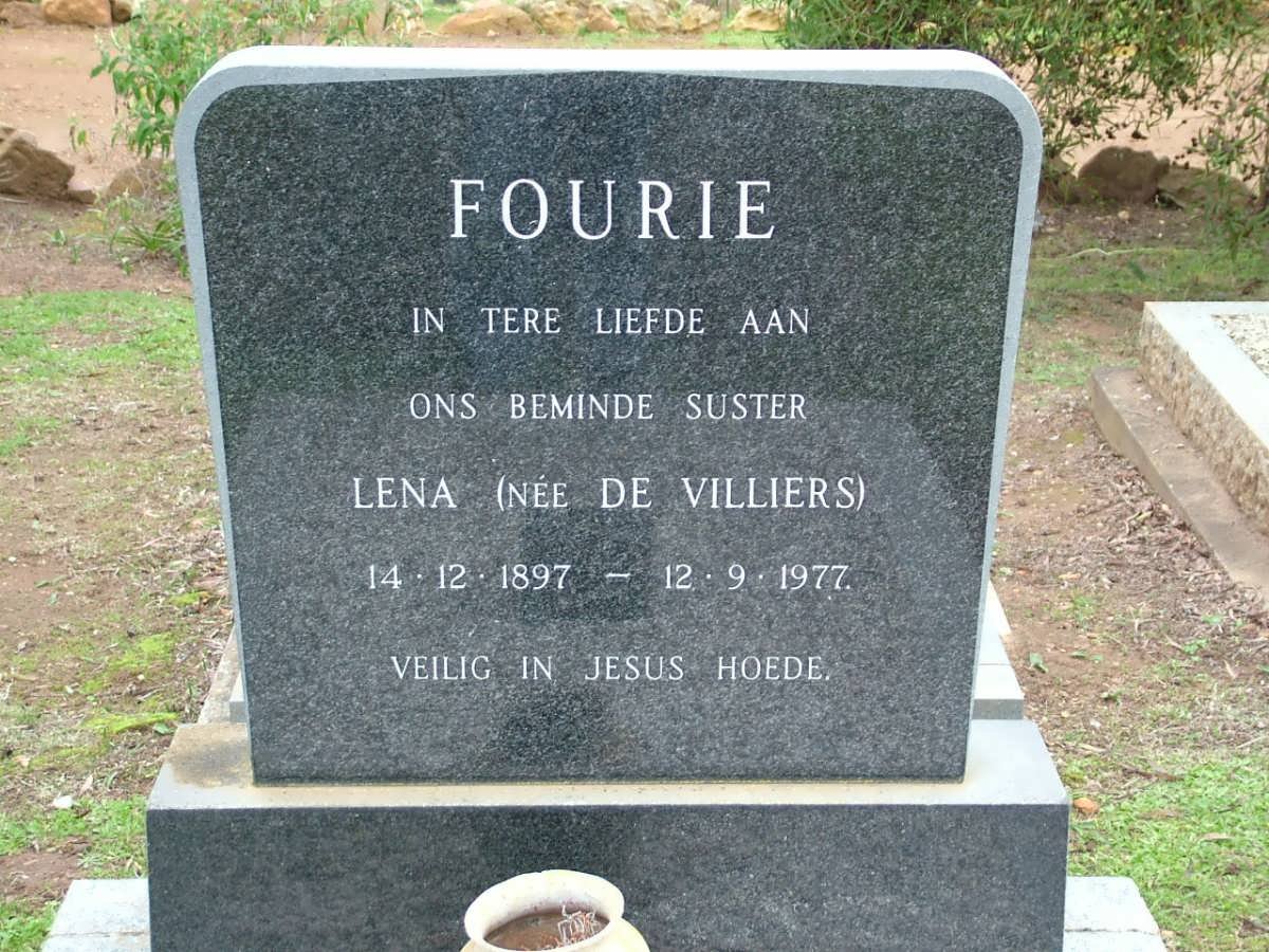 FOURIE Lena nee DE VILLIERS 1897-1977