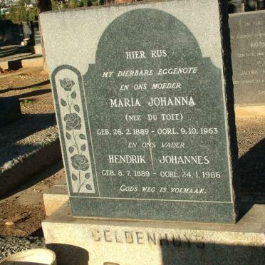 GELDENHUYS Hendrik Johannes 1889-1986 &amp; Maria Johanna DU TOIT 1889-1963