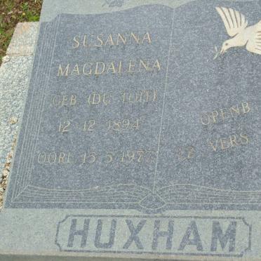 HUXHAM Susanna Magdalena nee DU TOIT 1894-1977