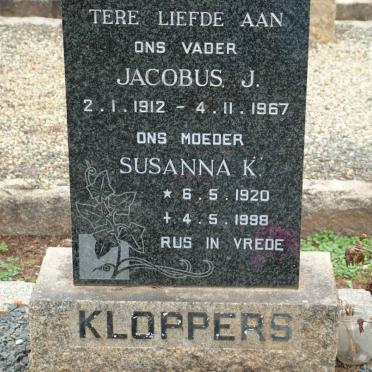 KLOPPERS Jacobus J. 1912-1967 &amp; Susanna K. 1920-1998