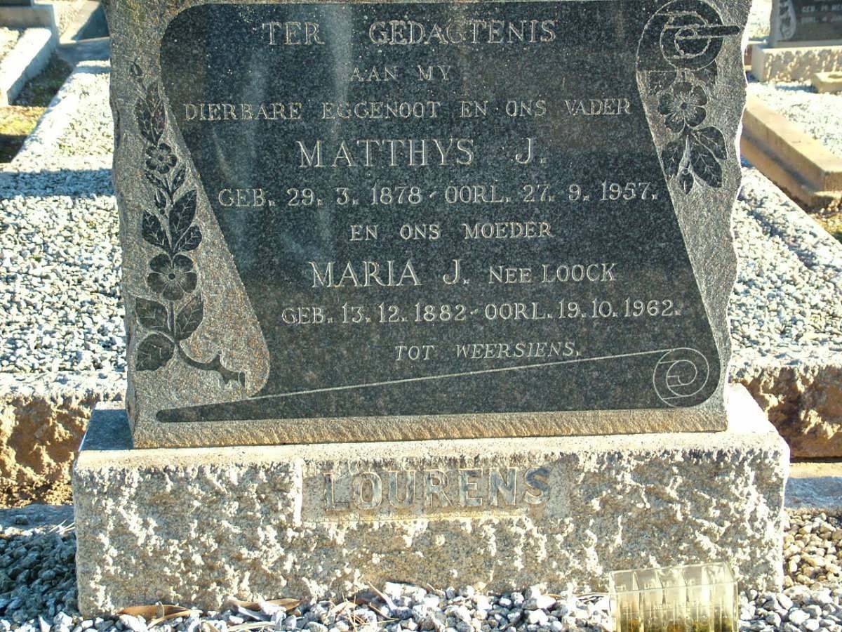 LOURENS Matthys J. 1878-1957 &amp; Maria J. LOOCK 1882-1962