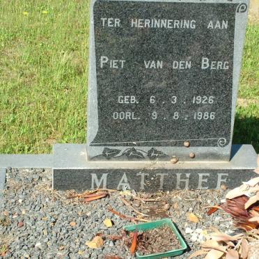 MATTHEE Piet van den Berg 1926-1986