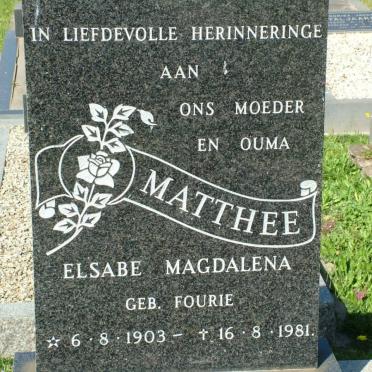 MATTHEE Elsabe Magdalena nee FOURIE 1903-1981