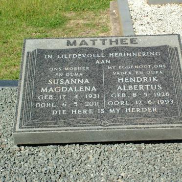 MATTHEE Hendrik Albertus 1926-1993 &amp; Susanna Magdalena 1931-2011